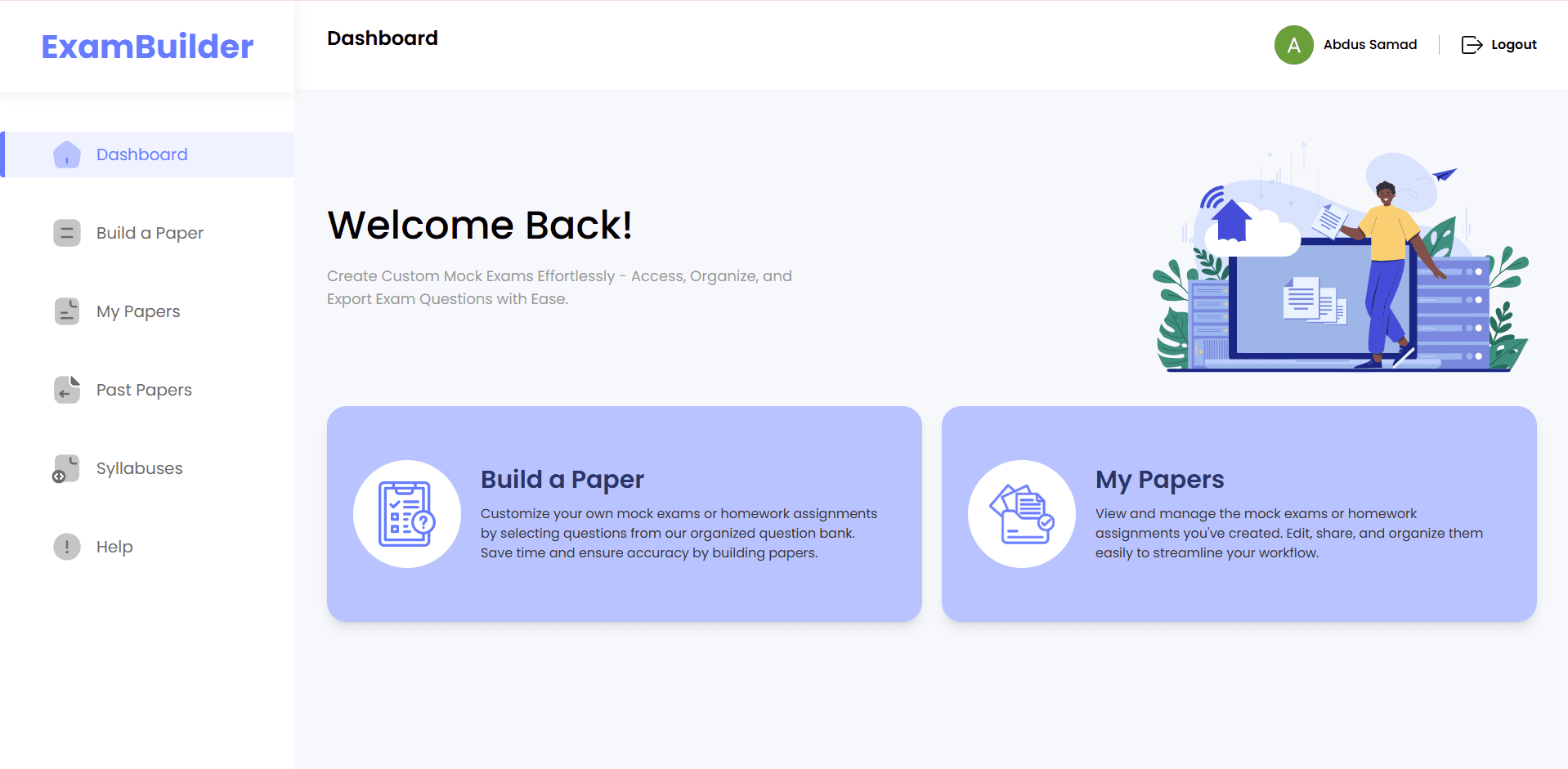 Exam builder (Question hub)